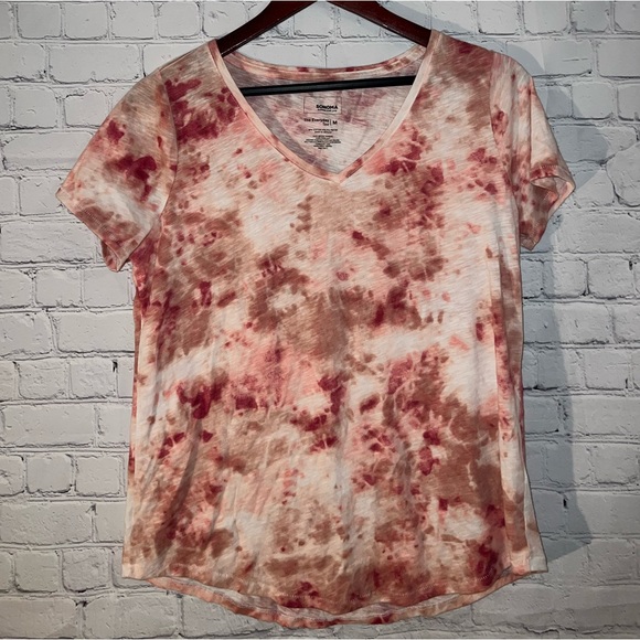 NWOT Sonoma Everyday Tee Red & Pink Tie Dye Shirt size M Very Pretty - Picture 4 of 7